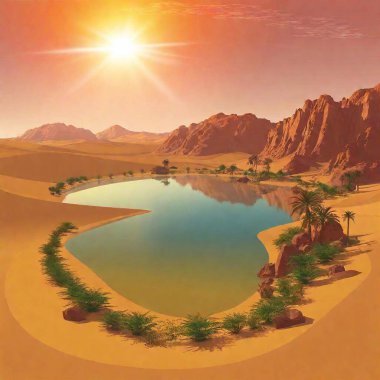 sunset in the desert clipart