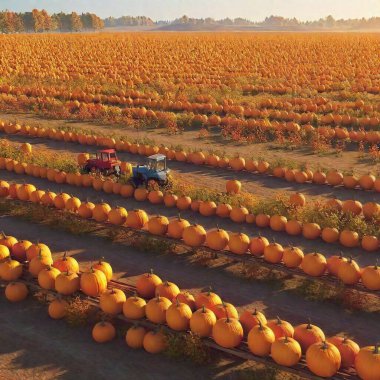 pumpkins and corn field in the morning clipart