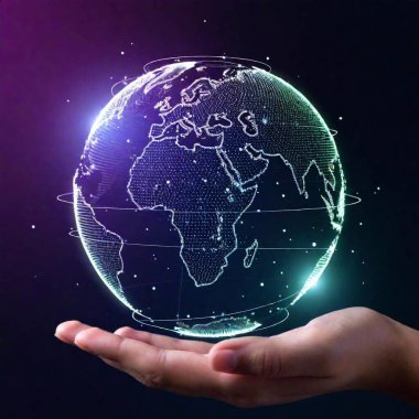 Global network connections and innovative technology resonate as Earth is cradled in human hands. portrays concepts of science, communication, and energy-saving. Background, Big data analytics clipart