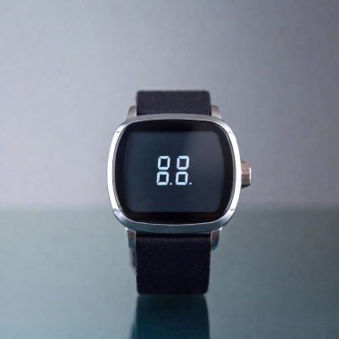 Close-Up of a Smartwatch Displaying a Countdown Timer: Split diopter, hip-level shot in a studio setting, emphasizing the details of a smartwatch screen counting down, with the wrist sharply in focus and the surrounding environment softly blurred. clipart