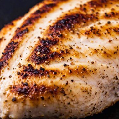 an extreme macro image of a juicy, grilled chicken breast. Focus on the fine details of the grilled texture, the slight charring, and the moist, tender meat close up clipart