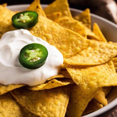 nachos and salsa with cheese and sour cream clipart