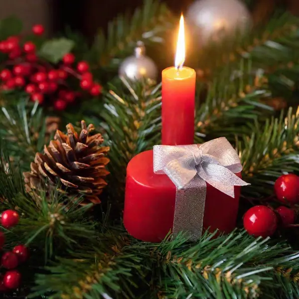 High Resolution Ultrarealistic Image Capturing Festive Christmas Scene Central Composition — Stock Photo, Image