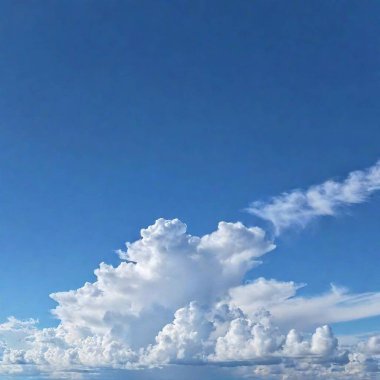 A high-resolution ultrarealistic image capturing a vast blue sky with scattered clouds. This digital artwork showcases a serene daytime sky, featuring a stunning gradient of blue hues, from a light sky blue at the bottom to a deeper, richer blue at clipart