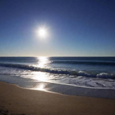 A high-resolution ultrarealistic image depicts a serene nighttime beach scene captured in a photo. The image shows a radiant full moon hanging low in the sky, casting a silver reflection on the gentle waves of the ocean. The night sky is pitch black clipart