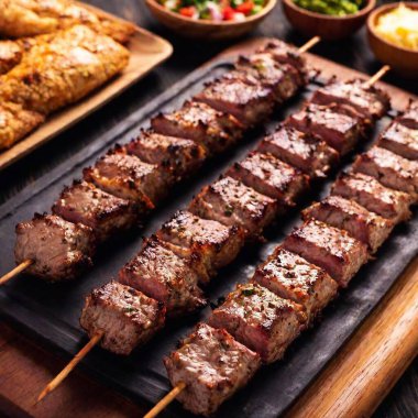 barbecue with grilled pork ribs and herbs clipart