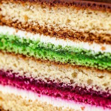 An extreme macro of a slices of celebratory cake, showcasing its colorful layers clipart