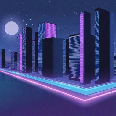 Futuristic cityscape enhanced with holographic effects. clipart