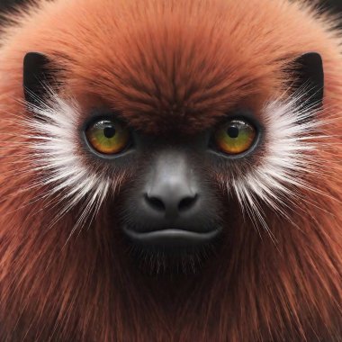 Extreme macro portrait fluffy monster, illustration clipart