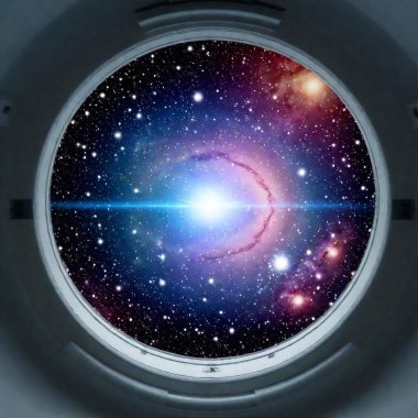 A wide-angle shot of a nebula being observed from a spaceship's observation deck, with the swirling colors and gases creating a mesmerizing view outside the window. clipart