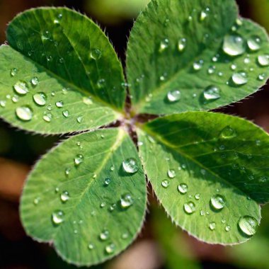 Extreme macro of a clover leaf, with tiny droplets of dew clinging to it. clipart