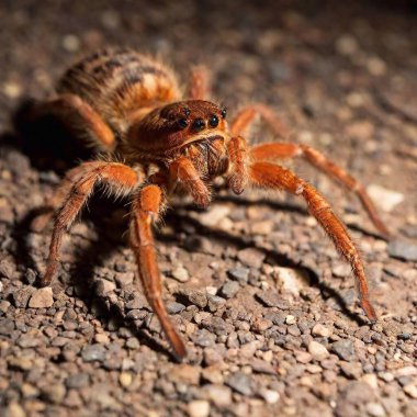 Detailed macro of a tarantula's fangs as it hunts in the desert night. clipart