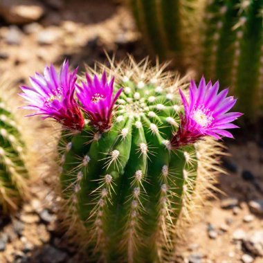 Detailed macro of a blooming desert cactus clipart