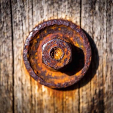 Close-up of a rusted screw head, focusing on corrosion and texture. clipart