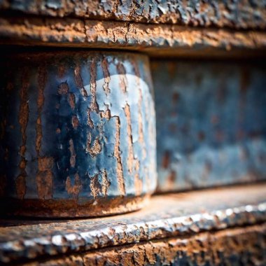 Extreme macro of a steel beam, highlighting the worn surface and texture. clipart