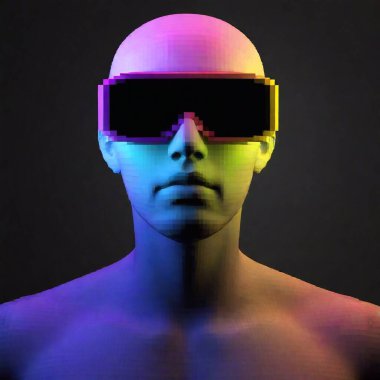 creative idea representation of VR glasses, pixels art clipart