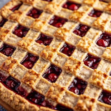 Close-up of the detailed lattice pattern on a cherry pie. clipart