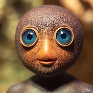 alien creature with large blue eye, skin is brown and scaly  clipart