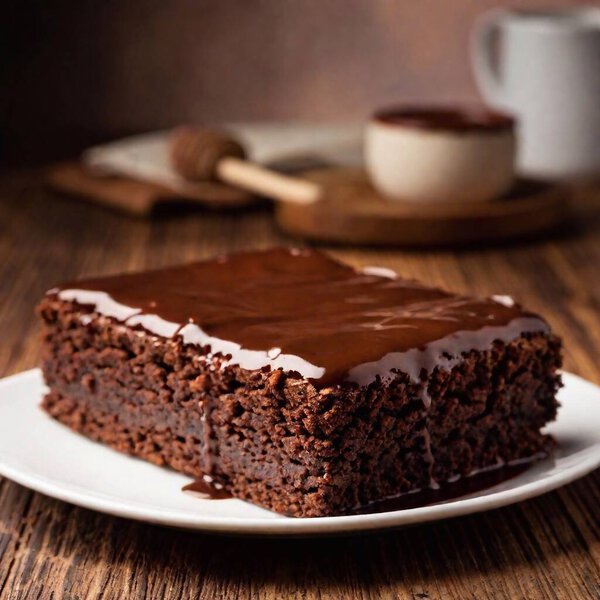 Plano Del Suelo Con Pastel Brownie Decadente Rociado Con Ganache — Foto de Stock