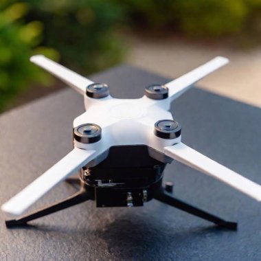 An extreme close-up of a drone's sensor array, showcasing its complex design with reflective surfaces and vibrant LED lights, capturing a moment of hovering in the air.  clipart