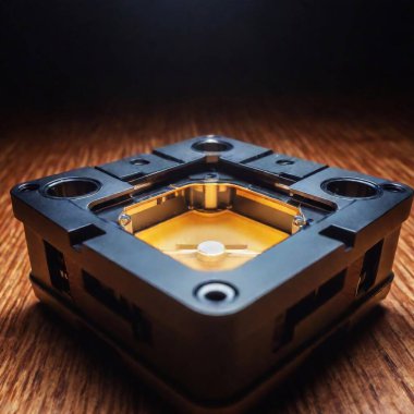 An extreme close-up of a drone's battery compartment, partially open to reveal glowing energy cells inside, against a dark, moody background clipart