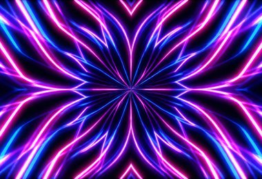 Neon Geometric Patterns: A futuristic design using neon-colored, intricate geometric patterns that stretch across vast spaces, overlapping and glowing in rhythm with futuristic music vibrations, creating an interactive visual experience clipart