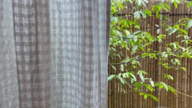 Pencereli bambu perde