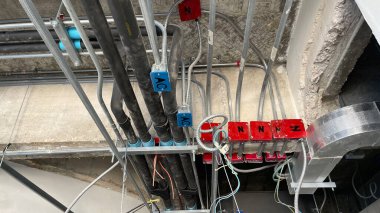 Bir fabrikada elektrik kablosu