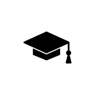 Eğitim ikonu logosu tasarımı. Mezuniyet şapkası işareti ve sembol. Mezun olmak. Öğrenci şapkası