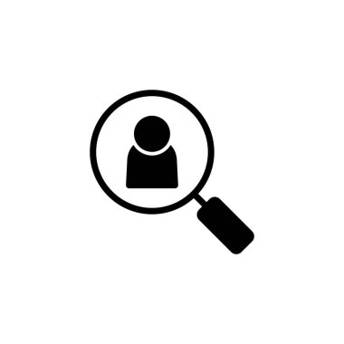 Simge logosu tasarımı işe alınıyor. Arama işi boşluk işareti ve sembol. İnsan kaynakları konsepti. İşe alım.