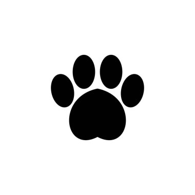 Paw simgesi logosu tasarımı. Pençe izi ve sembol. köpek ya da kedi pençesi