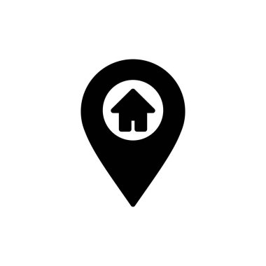 Adres simgesi logo tasarımı. Ev işareti ve sembol. nokta