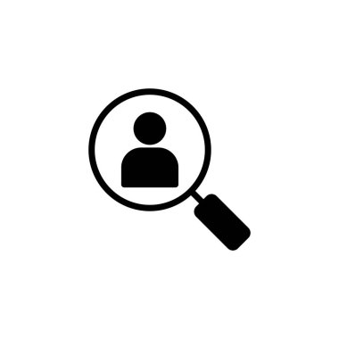 Simge logosu tasarımı işe alınıyor. Arama işi boşluk işareti ve sembol. İnsan kaynakları konsepti. İşe alım.