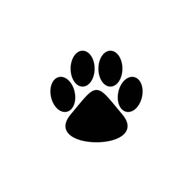 Paw simgesi logosu tasarımı. Pençe izi ve sembol. köpek ya da kedi pençesi