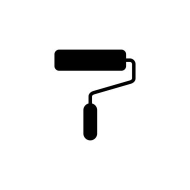 Boya simgesi logosu tasarımı. Boya fırçası işareti ve sembol. boyama silindiri vektörü