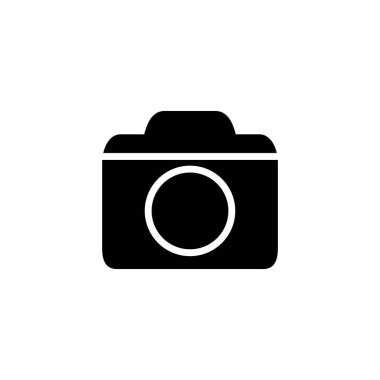 Kamera simgesi logosu tasarımı. Fotoğraf makinesi işareti ve sembol. fotoğrafçılık simgesi.