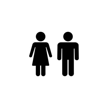 Erkek ve kadın simge logosu tasarımı. Erkek ve dişi işareti ve sembol. Kızlar ve oğlanlar