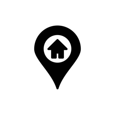 Adres simgesi logo tasarımı. Ev işareti ve sembol. nokta