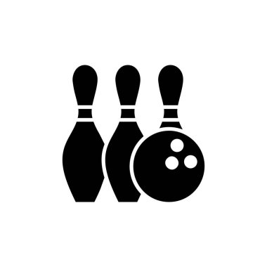 Bowling ikonu logosu tasarımı. Bowling topu, iğne işareti ve sembol.