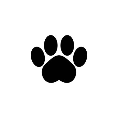 Paw simgesi logosu tasarımı. Pençe izi ve sembol. köpek ya da kedi pençesi
