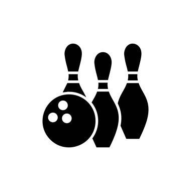 Bowling ikonu logosu tasarımı. Bowling topu, iğne işareti ve sembol.