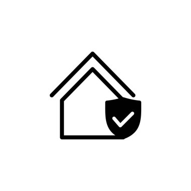 Ev sigortası ikonu logosu tasarımı. ev koruma işareti ve sembol
