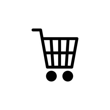 Alışveriş simgesi logosu tasarımı. Alışveriş arabası işareti ve sembol. Trolley simgesi