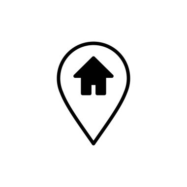 Adres simgesi logo tasarımı. Ev işareti ve sembol. nokta