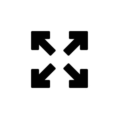 Tam ekran simge logosu tasarımı. Tam ekran işareti ve simgeye genişlet. Oklar sembolü