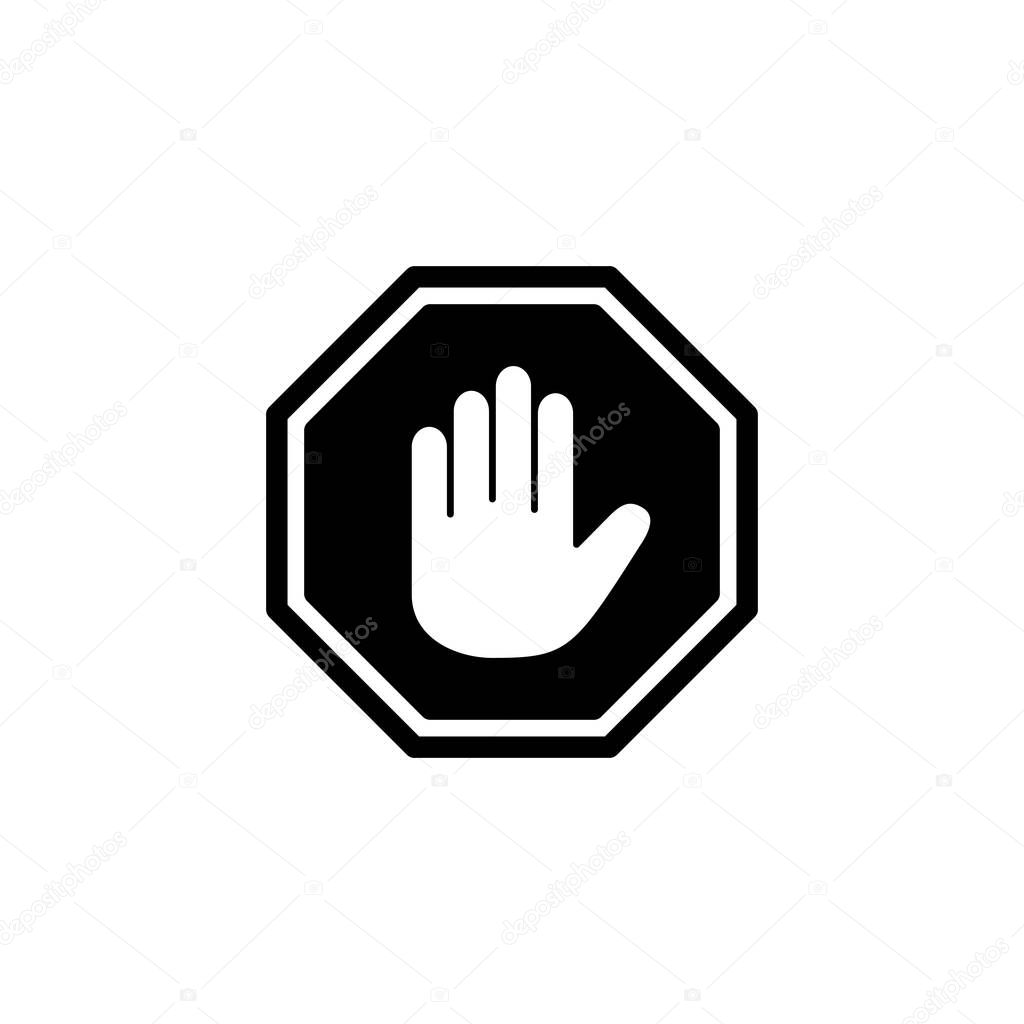 Stop icon logo design. stop road sign. hand stop sign and symbol. Do not enter stop red sign with hand
