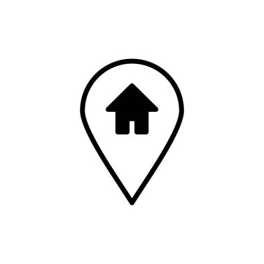 Adres simgesi logo tasarımı. Ev işareti ve sembol. nokta