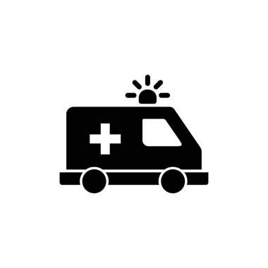 Ambulans simgesi logosu tasarımı. Ambulans kamyonu işareti ve sembol. Ambulans arabası