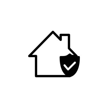 Ev sigortası ikonu logosu tasarımı. ev koruma işareti ve sembol