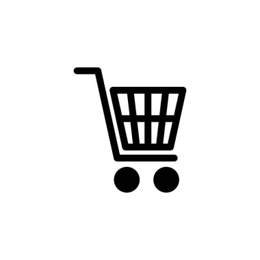 Alışveriş simgesi logosu tasarımı. Alışveriş arabası işareti ve sembol. Trolley simgesi